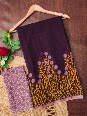 Anand Sarees Floral Print Daily Wear Georgette Saree(Beige, Purple)