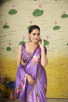 Rashmiwala Digital Print Bollywood Chiffon Saree(Purple)