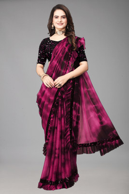 ENCLIQ Paisley, Digital Print, Self Design Sambalpuri Lycra Blend Saree(Magenta)