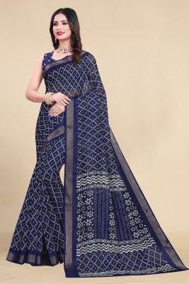 KISSAH Woven Bollywood Cotton Silk Saree(Dark Blue)