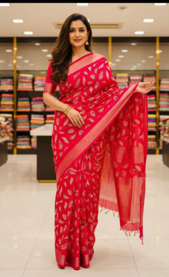 Sarkar Textiles Floral Print Bandhani Pure Silk Saree(Pink)