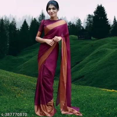 Amavii Solid/Plain Bollywood Chiffon Saree(Purple)