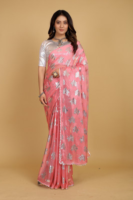 DIVYASHAKTI FASHION Embellished Bollywood Lycra Blend Saree(Pink)