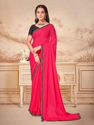 ANOUK Dyed Daily Wear Chiffon Saree(Red)