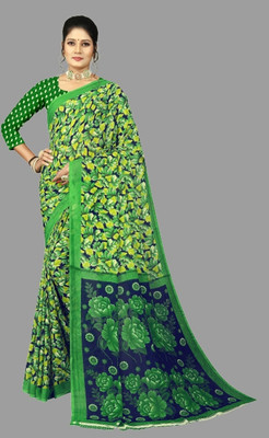 THE PRIVATE LABLE Printed Mysore Georgette Saree(Green)