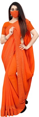 pUNYATHA CREATION Embroidered Chanderi Art Silk Saree(Orange)