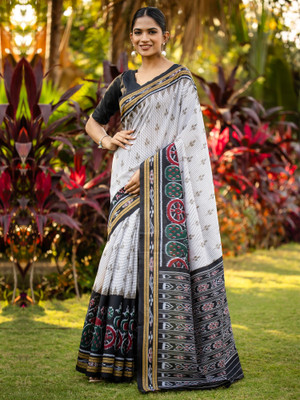 Divastri Printed Sambalpuri Silk Blend Saree(Multicolor)