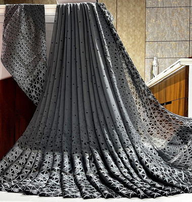 Sita Geometric Print Bollywood Georgette Saree(Grey)