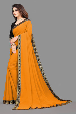 patu plus Self Design Bollywood Georgette Saree(Yellow)