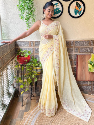 Divastri Embellished Bollywood Georgette Saree(Yellow)