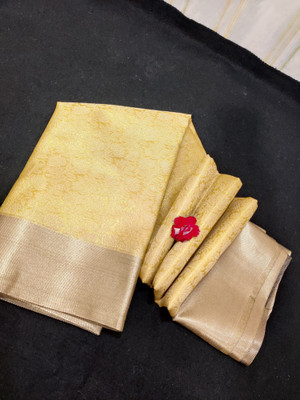 HLTex Printed Banarasi Tissue Saree(Beige, Grey)