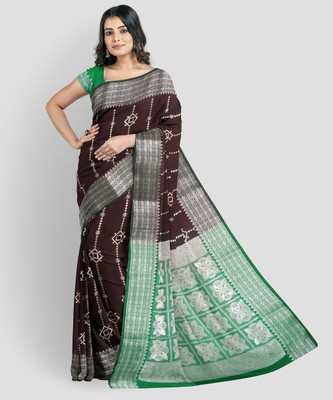 TRFASHIONHUB Temple Border Kanjivaram Georgette Saree(Green, Maroon)
