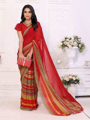 Moda Rapido Printed Daily Wear Georgette Saree(Red)