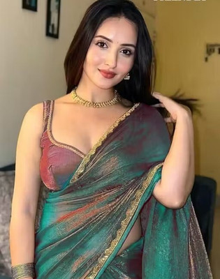 Online Bazaaar Embellished, Embroidered, Solid/Plain Bollywood Chiffon, Pure Silk Saree(Light Green)