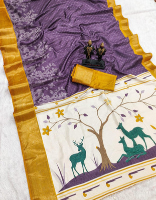 Shandhya Woven Bollywood Cotton Silk Saree(Purple)