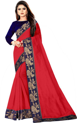 Be4Me.com Solid/Plain Jamdani Art Silk, Cotton Silk Saree(Red)