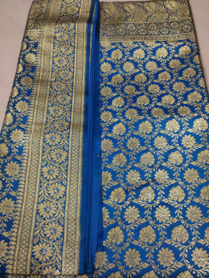 Aaradhya Creation Self Design Banarasi Cotton Silk Saree(Light Blue)