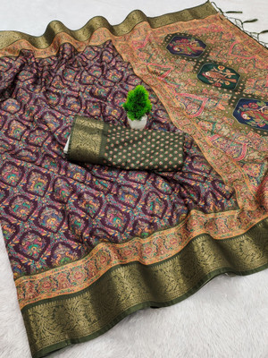 VASTUKALA Woven Kanjivaram Pure Silk, Art Silk Saree(Purple)