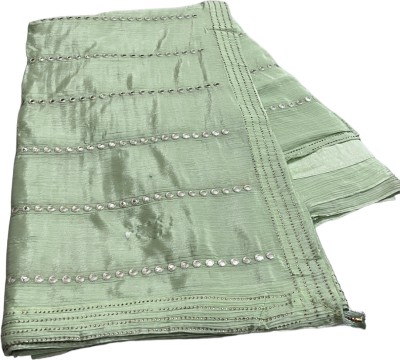 Stylish Sarees Embroidered, Striped Bollywood Art Silk, Crepe Saree(Light Green)