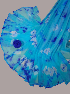 Neelkanth Ent Embellished Handloom Chiffon Saree(Blue)