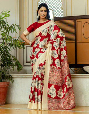 Samah Geometric Print, Printed Daily Wear Khadi Saree(Multicolor)
