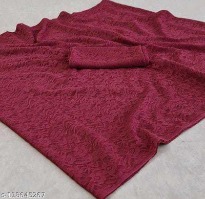 Silkbazar Self Design Bollywood Net Saree(Maroon)