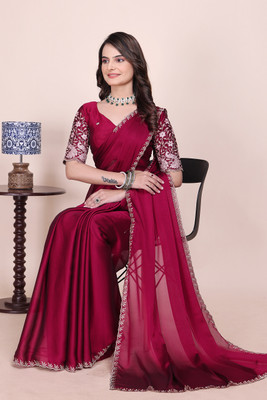 K 5 FASHION Embroidered Bollywood Georgette Saree(Magenta)