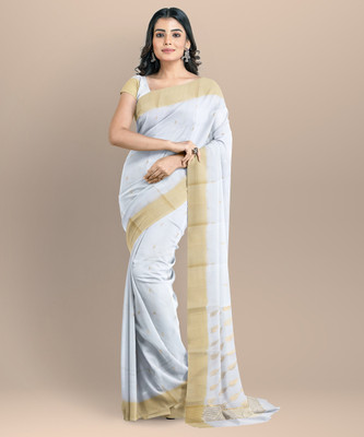 Saras Aajeevika Embroidered Chanderi Chanderi Saree(Cream)