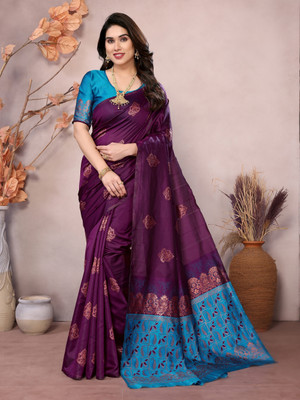 VARNI DESIGNER HUB Self Design Bollywood Art Silk Saree(Blue)