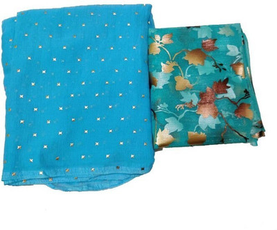 V And V Shop Self Design Bandhani Chiffon Saree(Blue)