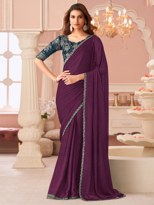 Tasrika Solid/Plain Bollywood Georgette Saree(Purple)