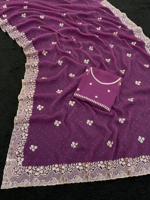 SHUBHDRASHTI NX Embroidered Bollywood Organza Saree(Purple)