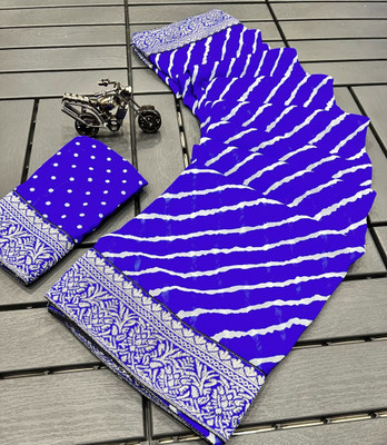 VD PRINTS Printed Leheria Georgette Saree(Blue)
