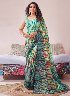 Panchvati NX Printed Bollywood Georgette Saree(Light Green)