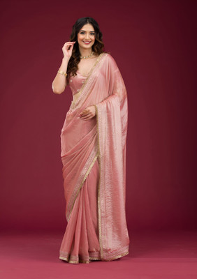 shyamlata Embroidered Bollywood Jimmy choo Saree(Pink)