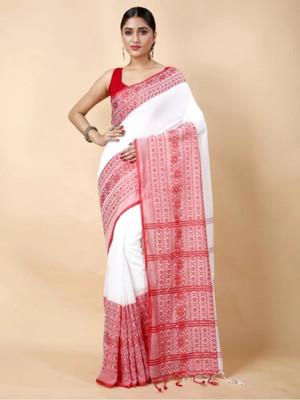 Bhadra Shopping Store Woven Handloom Handloom Pure Cotton Saree(White)