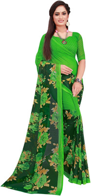 HouseOfCommon Printed Banarasi Cotton Blend Saree(Green)