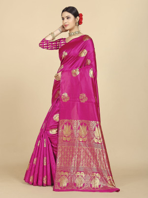 RAJESHWAR FASHION Woven Banarasi Jacquard Saree(Pink)