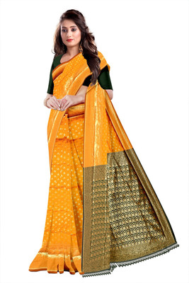 nirmal creation Woven Banarasi Silk Blend Saree(Multicolor)