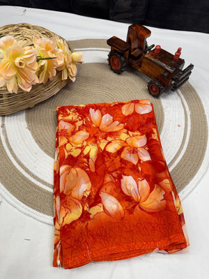 VRAJRAJ SAREES Printed Bollywood Georgette Saree(Orange)