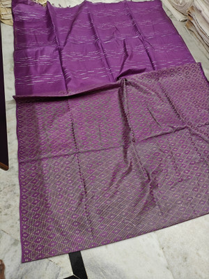 A R HANDLOOM Printed Bollywood Nylon, Dupion Silk Saree(Purple)