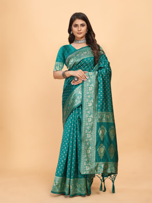Tejal Creation Self Design Banarasi Pure Silk Saree(Beige)