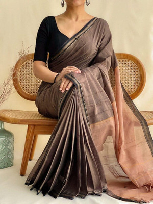 NAMITASAREES Woven Handloom Pure Cotton Saree(Beige)