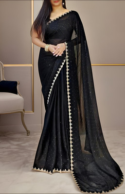 Vraggi Embellished Bollywood Lycra Blend Saree(Black)