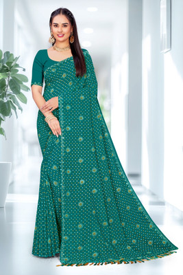 sarees Self Design, Embellished Bollywood Georgette, Silk Blend Saree(Multicolor)