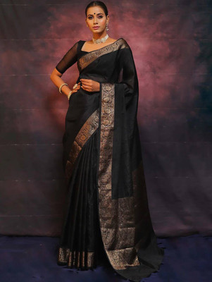 Divastri Woven Banarasi Silk Blend Saree(Black)