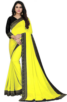 LIMTD Solid/Plain Bollywood Georgette Saree(Yellow)