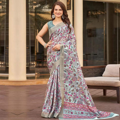 HITESH ENTERPRISE Digital Print Handloom Cotton Silk Saree(Multicolor)