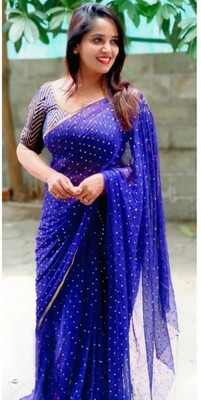 HouseOfCommon Printed Bollywood Chiffon Saree(Multicolor)