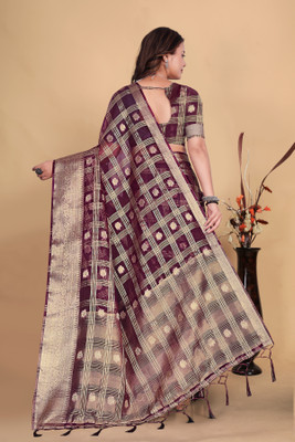 Aarunika LGF Woven Bollywood Organza Saree(Maroon)